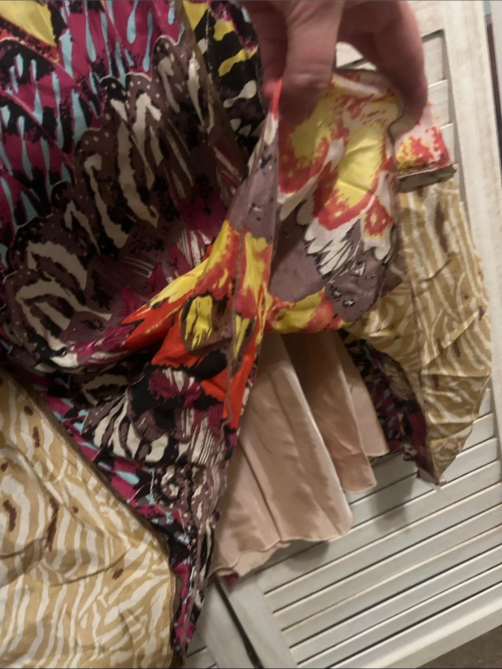 Tiny by Anthropologie Silk Fluttering Patchwork Boho Maxi Skirt. Size Medium